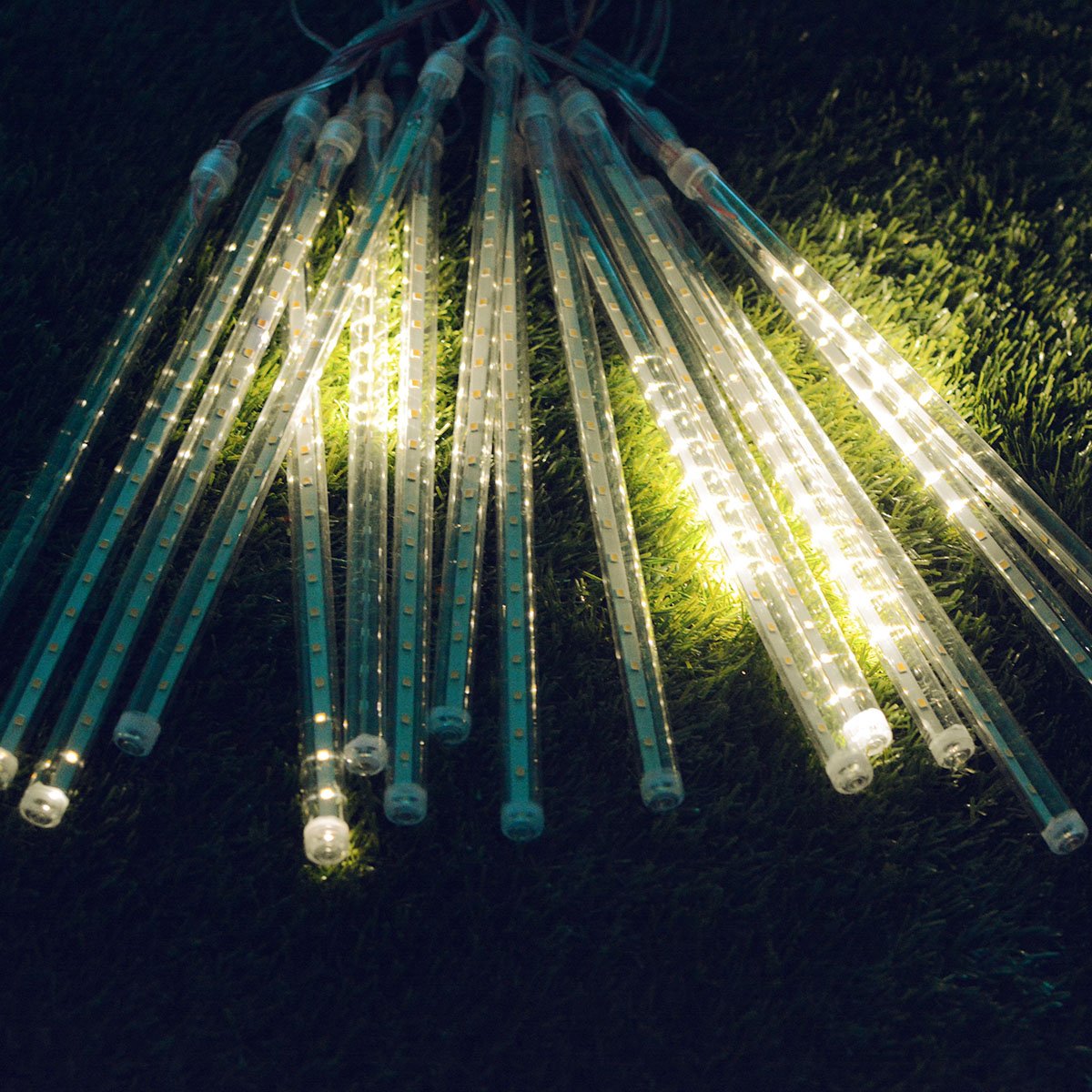 Vmanoo LED outdoor Lights 8 Tube Meteor Shower Rain Lights Solar Powered Icicle 763383457983 eBay
