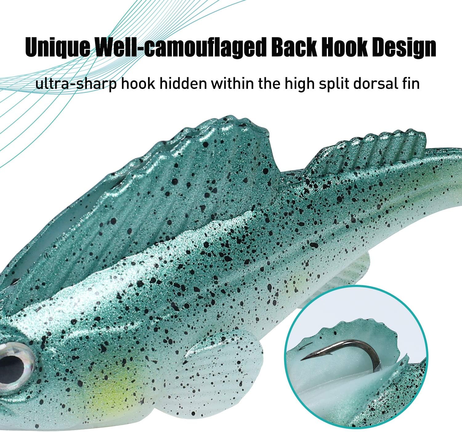 TRUSCEND Fishing Lures for Bass Trout Jighead Lures Paddle Tail Swimbaits Soft Fishing Baits Freshwater Saltwater Jigging Bass Fishing Lures : Sports & Outdoors