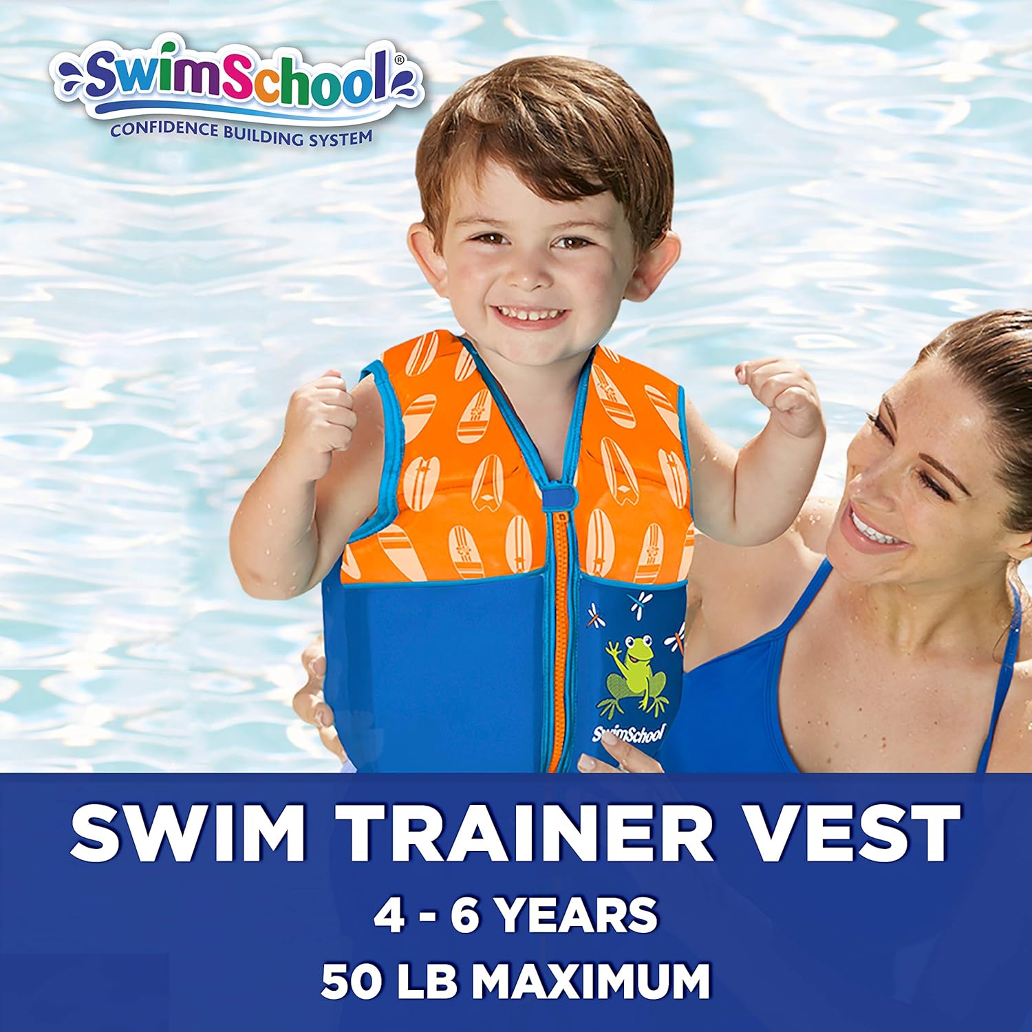 Small/Medium Easy on and Off Blue/Orange SwimSchool New & Improved Swim