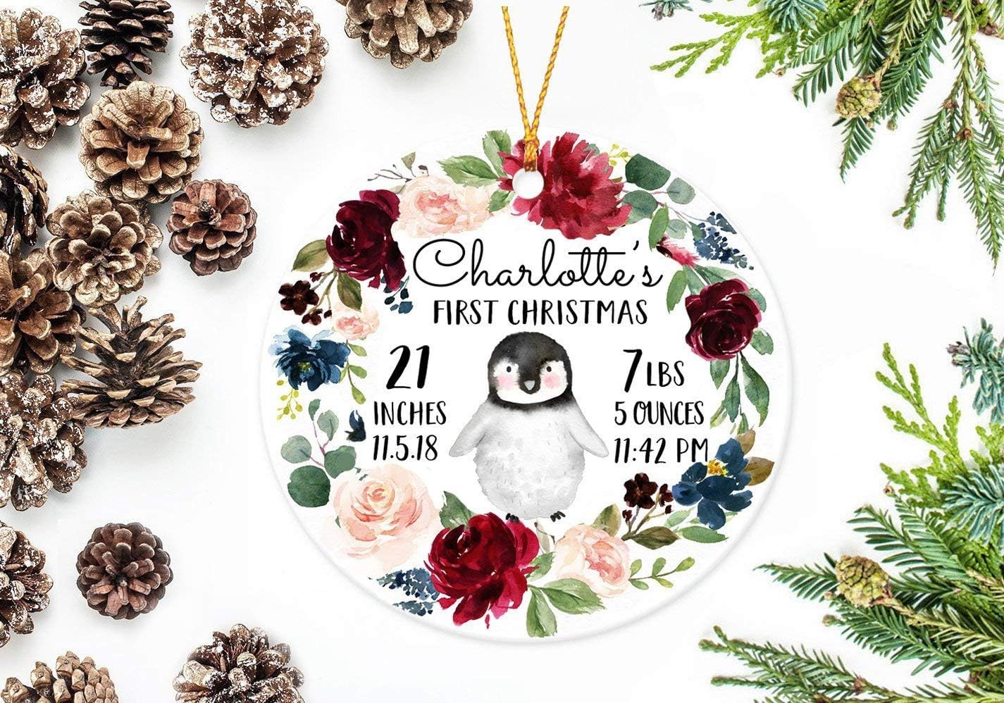 baby's first christmas penguin ornament