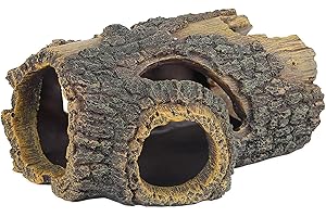 Uniclife Resin Hollow Tree Trunk Betta Log Aquarium Decorations Ornament Fish House Cave Wood House Decor for Small and Medium Fish Tank