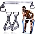 J Bryant Fitness Resistance Band Exercise Bar with Handles Large Hook Heavy Duty Short Bar Squats Full Body Strength Training Portable Home Workout Equipment