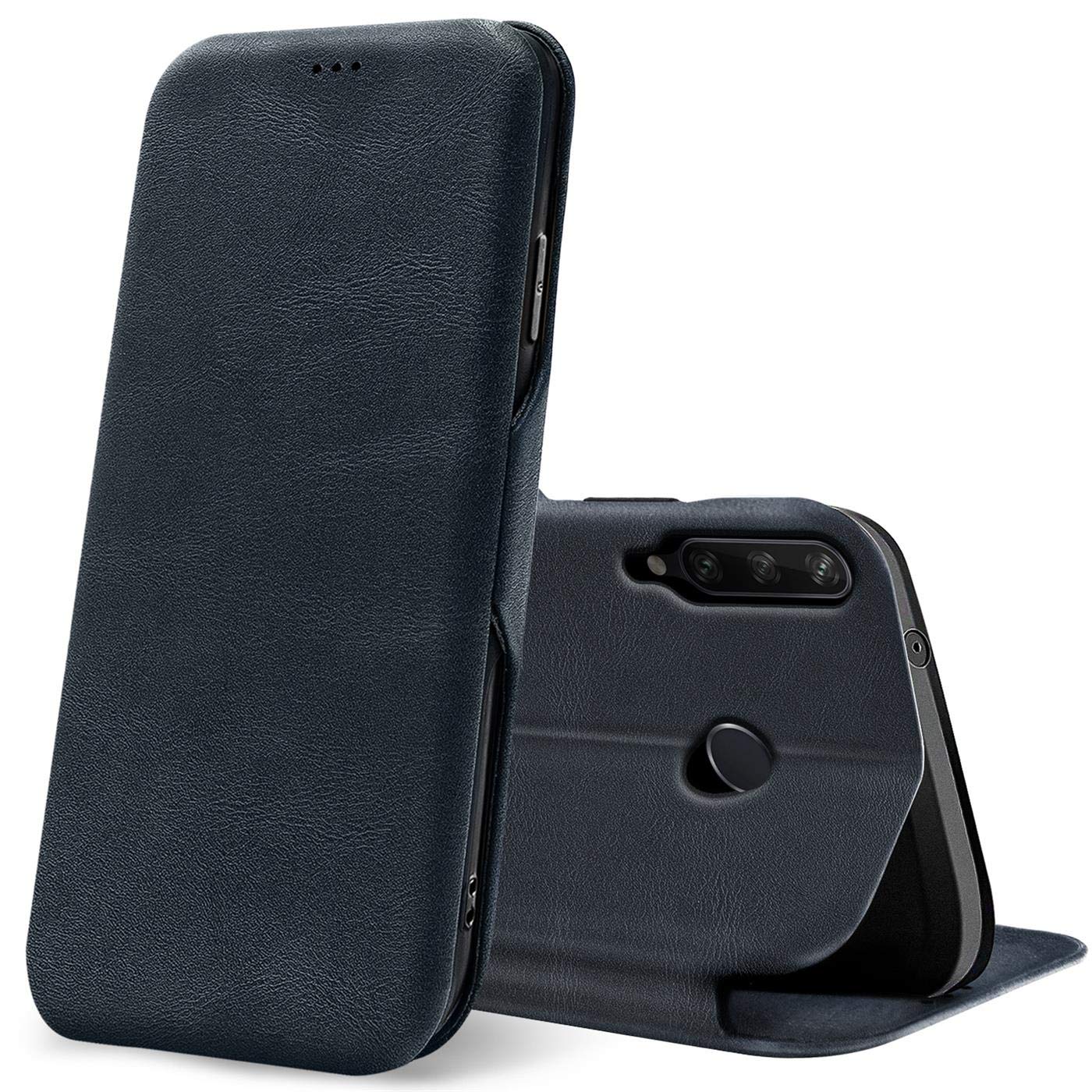 Verco Book Style for Huawei Y6p Case, Premium Magnetic Flip Cover for Huawei Y6p Wallet Case with Card Slot, Blue