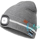 Wmcaps Reflective Stripe Bluetooth Beanie with a Light High Visibility Winter Hat with Light and Speakers Gifts for Men Dad