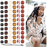 6 Color Hair Beads Braids, 60 Pcs Wooden Hair Beads Loc Dreadlock Accessories Cute Braids Decoration Hairs Cuffs DIY Braid Clips for Women Men