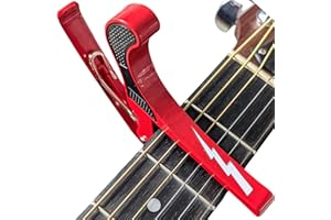 POWERED BY ROCK Guitar Capo for Acoustic and Electric Guitars - Guitar Accessory to Instantly Change Key & Chord - Quick Release, Spring Action Grabber - White Lightning Design
