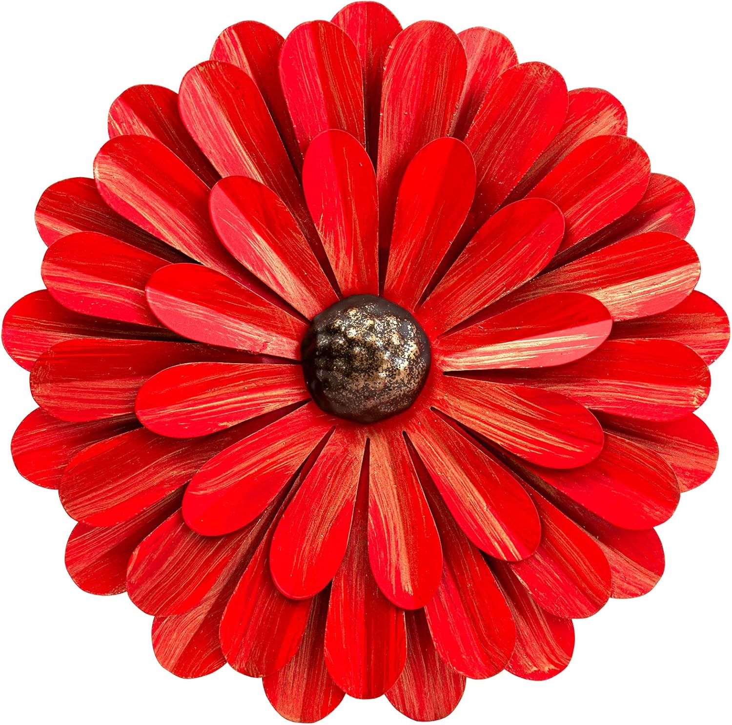 Red Metal Flowers Wall Decor Metal Wall Art Decorations Hanging For Indoor Outdoor Home Bathroom Kitchen Room Bedroom Living Room Garden Patio Porch 12 Inch