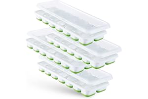 Anaeat Ice Cube Trays 4 Pack, Easy-Release Silicone 14-Ice Cube Molds with Spill-Resistant Removable Lid, Just Pop Out! Stack