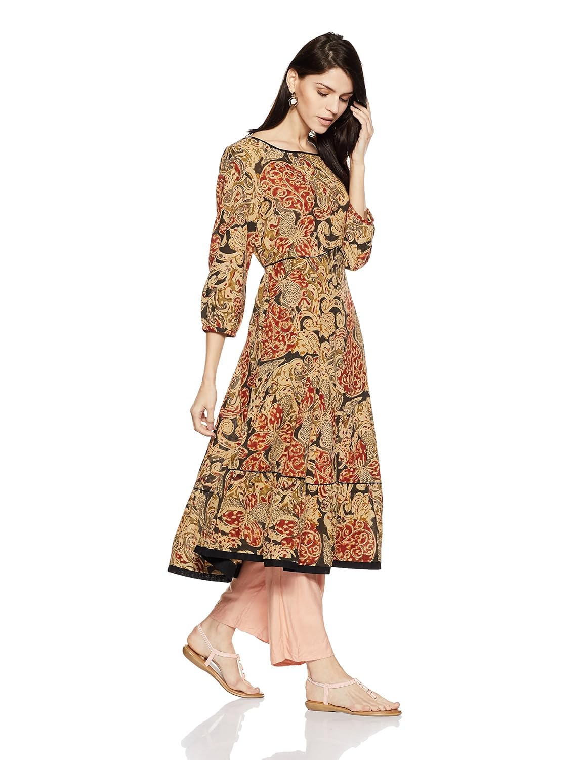 fabindia women's shift cotton midi dress