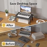 BONTEC Monitor Stand with Drawer 3 Height Adjustable Riser Mesh Platform view 3