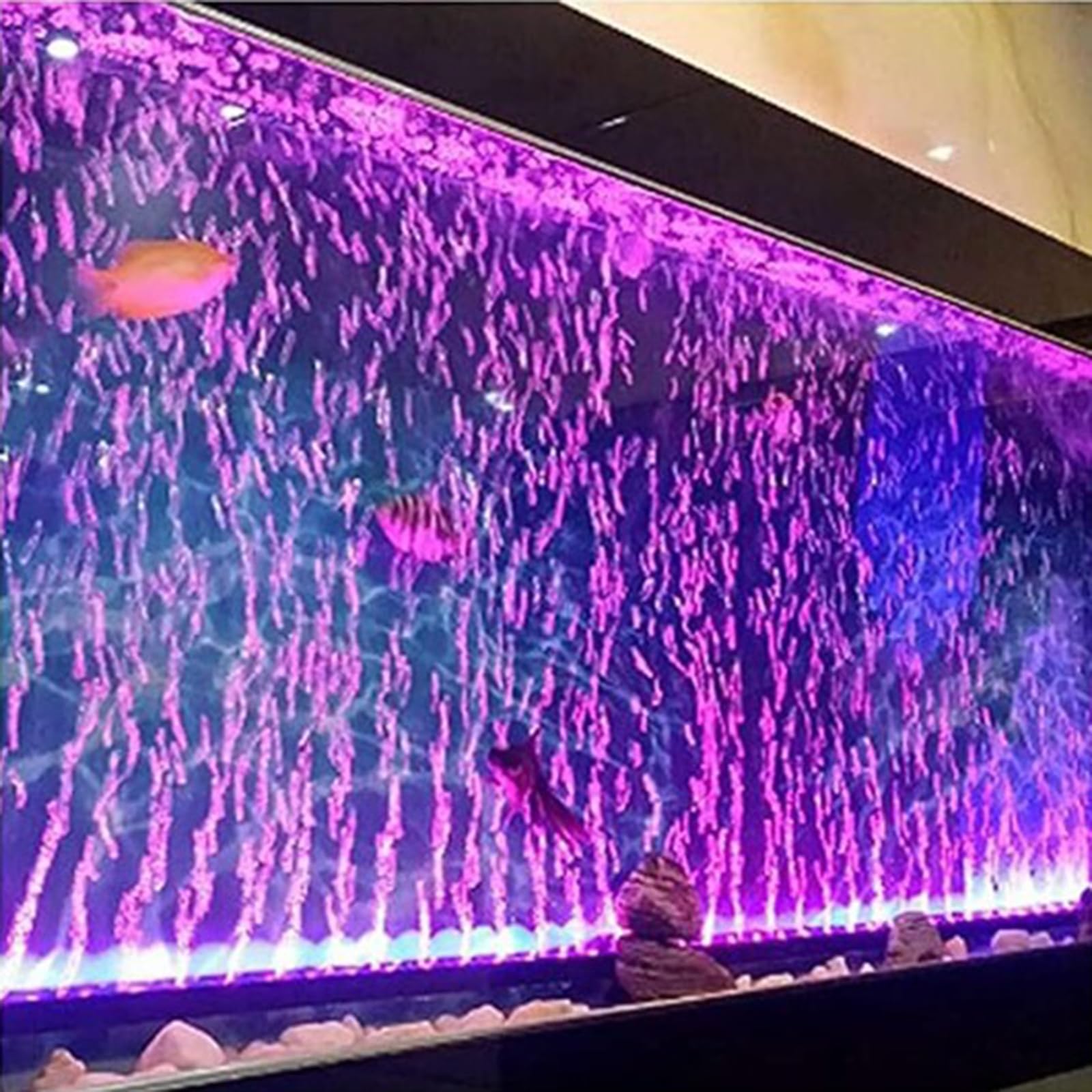 Photo 1 of REIRQIE LED Aquarium Lights for Fish Tank,Submersible Fish Tank Light with Air Bubbler Hole Bubble Wall RGB Color Changing Brightness Adjustable Waterproof Remote Control Bubble Tube Light,8W 35inch