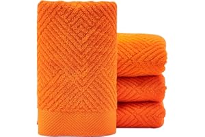 HEAVYWOOD Hand Towels for Bathroom Set of 4 Geometric Striped 100% Cotton Reversible, Soft & Absorbent Decorative Hand Towel 