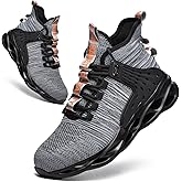 Kaximd Steel Toe Shoes for Men Women Lightweight Steel Toe Sneakers Mid Cut Indestructible Work Boots Construction Safety Shoes