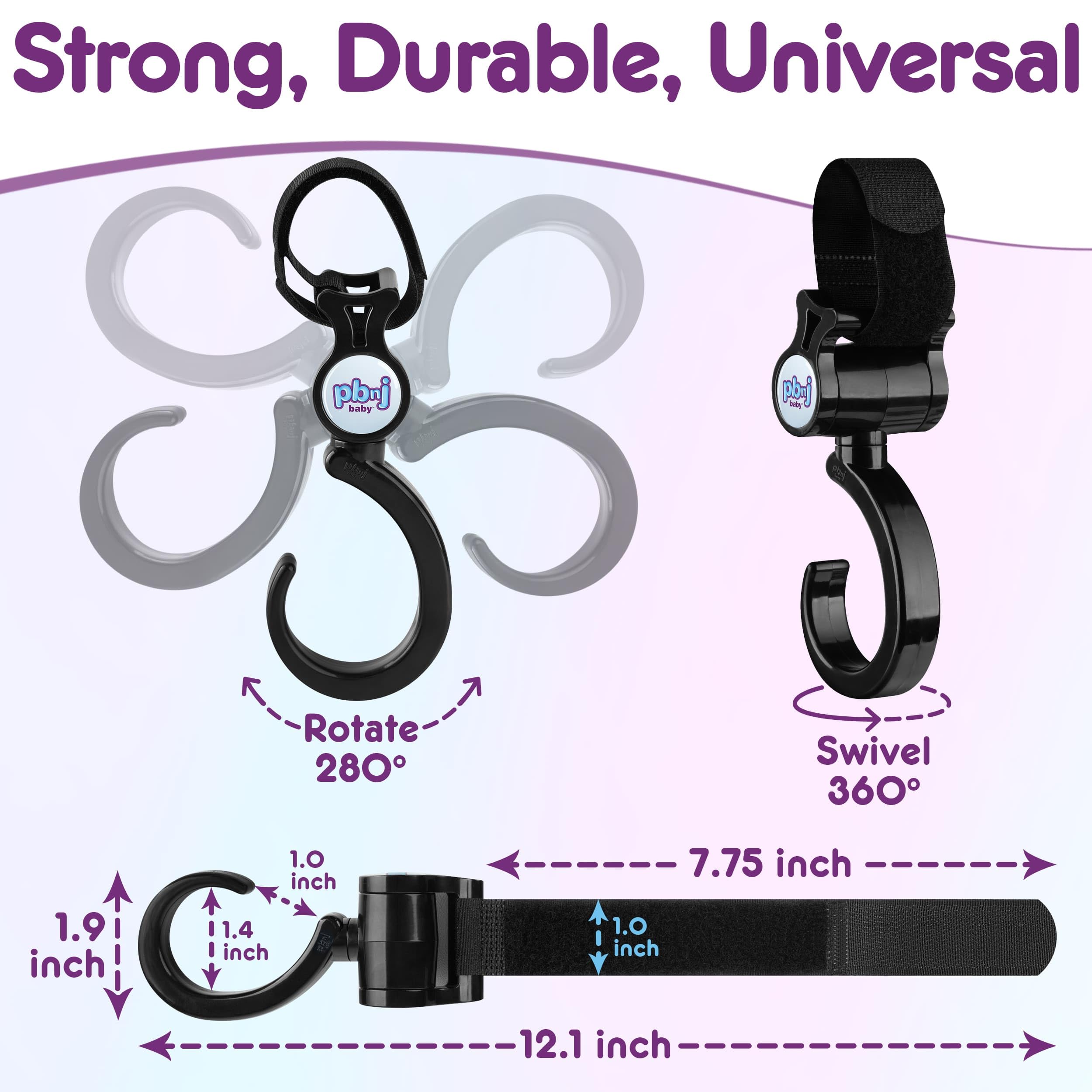 PBnJ baby Stroller Hooks 2 Pack Organizer Clip Travel Purse Shopping Diaper Bags