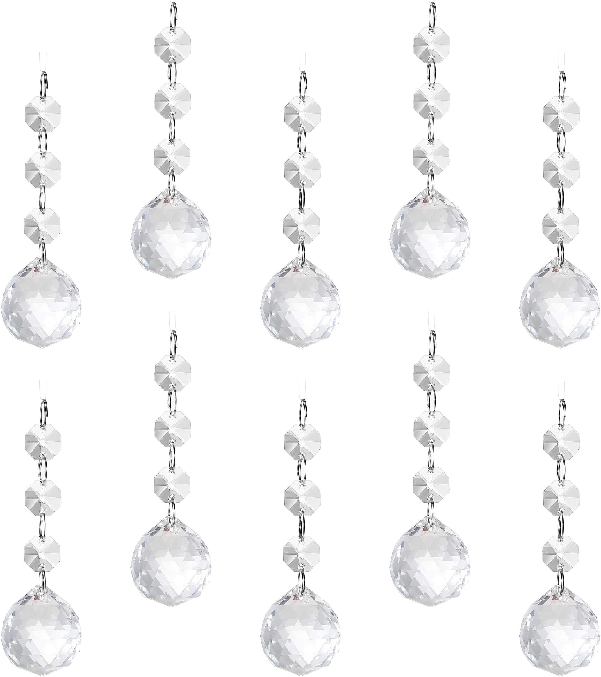 HaoHaiYoo K9 Crystal Pendant, Super Clear Glass Hanging Beads, Chandelier Doors & Windows Wedding Party Festival Bling Crystal Ornament 10 Pcs (Crystal ball)