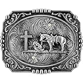 Moranse Religion Cross Cowboy Kneeling Prayer And Horse Design Belt Buckles
