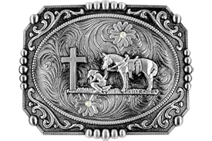 Moranse Religion Cross Cowboy Kneeling Prayer And Horse Design Belt Buckles