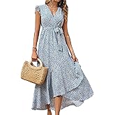 BTFBM Women Summer Floral Boho Maxi Dresses 2026 Vacation Ruffle Sleeve V Neck Belt Wrap Wedding Guest Spring Beach Dress