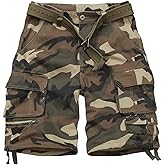 GSGGIG Cargo Short for Men, Camo Hiking Shorts, Relaxed Fit Casual Work Bermuda Shorts with Multi Pockets