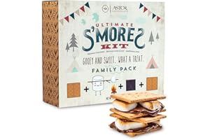 Smores Kit By Astor Chocolate Smore Kit for Fire Pit, Camping, Includes Marshmallows, Graham Crackers, Assorted Premium Belgian Chocolates, Great for Movie Night, Smores Gift Caddy Station For Kids 15.8oz