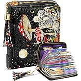 Bistup 【40 Slots Credit Card Holder for Women Girls RFID Blocking Card Organizer Leather Cardholder Protector for Lady Female Large Capacity Size Big Zipper Wallet Cool Aesthetic Unique