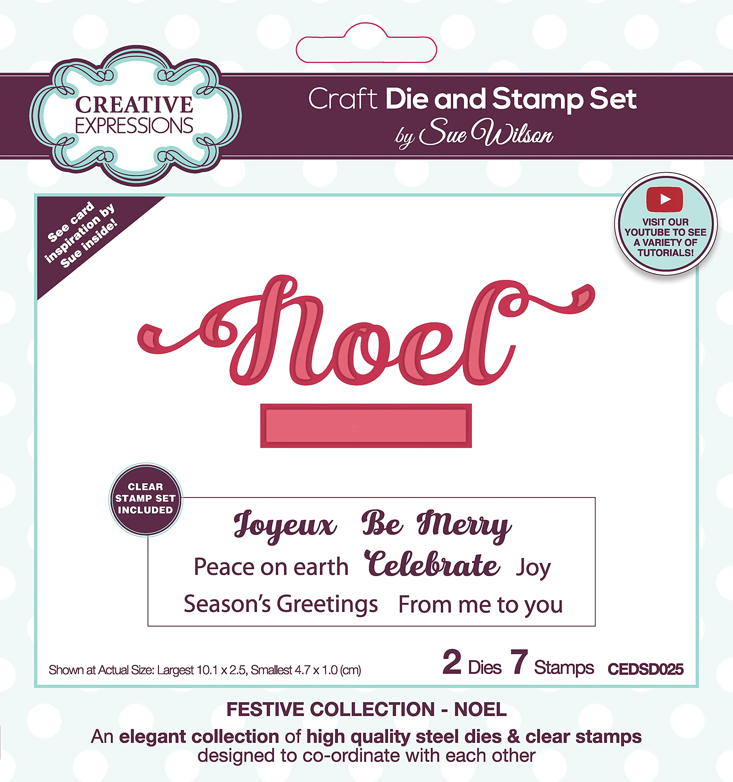 Creative Expressions Sue Wilson-Noel-Craft Die & Stamp Set, Metal, 2.5 x 10.1 cm