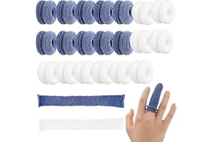 DSLSQD Finger Bandage, Finger Roll Tubular Bandage Finger Cots Dressings Finger Bandage Finger Covers Protection for Finger Tips, Blue White Bandages for Finger Sprains and Swelling 9.3 * 1.2 Inch(20 Pcs)