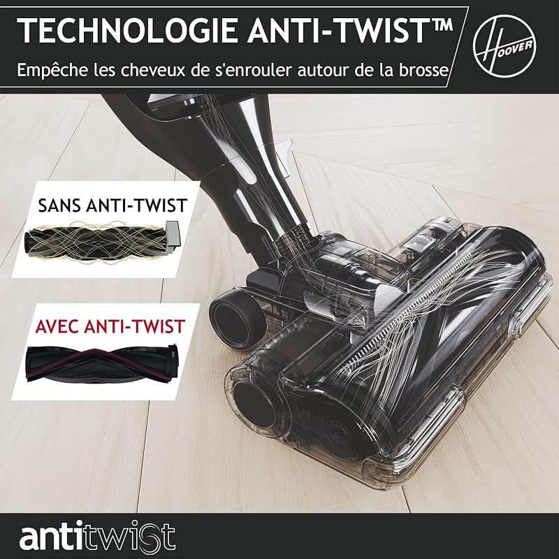 HFX10H Aspirateur Balai sans Fil Ultra Puissant avec Système Innovant Corner Genie pour Nettoyer Les Bords et Les Angles, Brosse Anti-Twist avec Eclairage LED