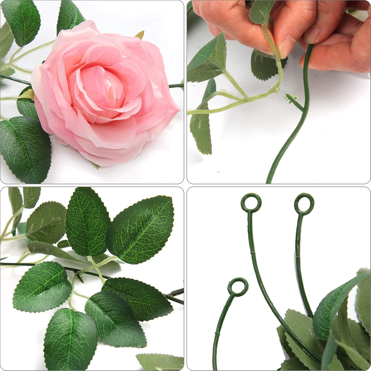 SHACOS 3pcs Artficial Flower Garland 3 Strand Fake Rose Garland Artficial Flowers Hanging Rose Vine for Wedding Garden Party Home Pink - Image 5