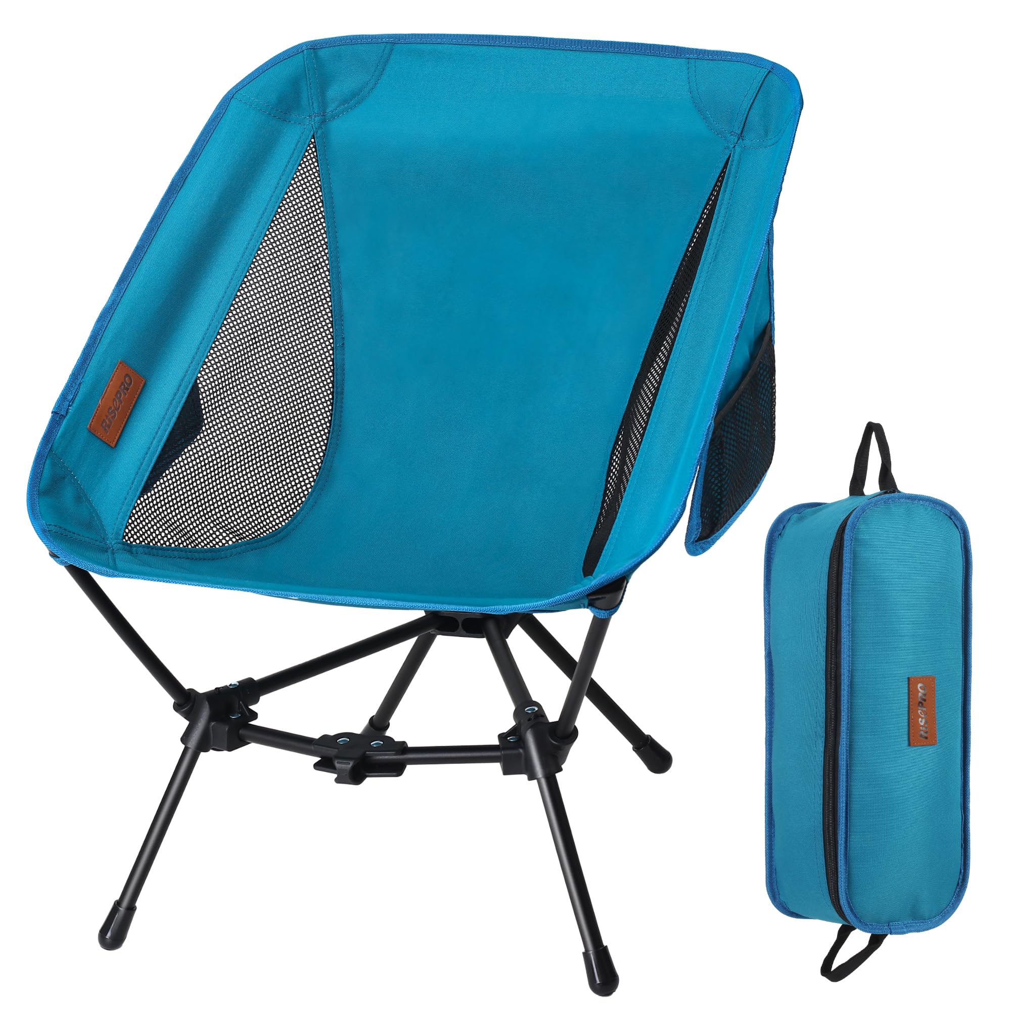 RISEPRO Upgraded Outdoor Camping Chair Portable Lightweight Folding Camp Chairs with Study Triangular Structure & 2-sided Pocket for Outdoor Backpacking Hiking Travel Picnic Fishing DC