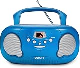 groov e Original Boombox Portable CD Player Radio Bluetooth Aux Blue view 5