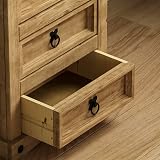 Vida Designs 3 Drawer Bedside Chest Distressed Waxed Pine Table 60cm H view 8