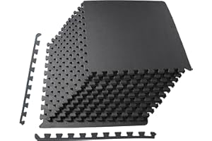 BalanceFrom 24x24 Inch EVA Interlocking Foam Exercise Tile Mat – Non-Slip Puzzle Flooring for Home Gym, Fitness Studio, or Playroom with Multiple Thickness, Coverage Sizes and Color Options