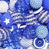 50Pcs 20mm Beads for Pens Making Rhinestone Bubblegum Beads Dark Blue Crystal Acrylic Round Chunky Bead Sparkly Large Bead for Pen Beadable Keychain Bracelet Necklace DIY Craft Jewelry Making Supplies