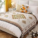 LumiSyne Throw Blanket Double-Sided Available Cotton Woven Blanket With Tassel Boho Ethnic Style Geometric Pattern Decorative Throws For Sofa Bed Armchair Camping Tapestry Tablecloths Carpet 130x180cm