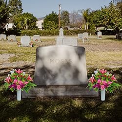 XONOR Artificial Cemetery Flowers with Vase, Set of