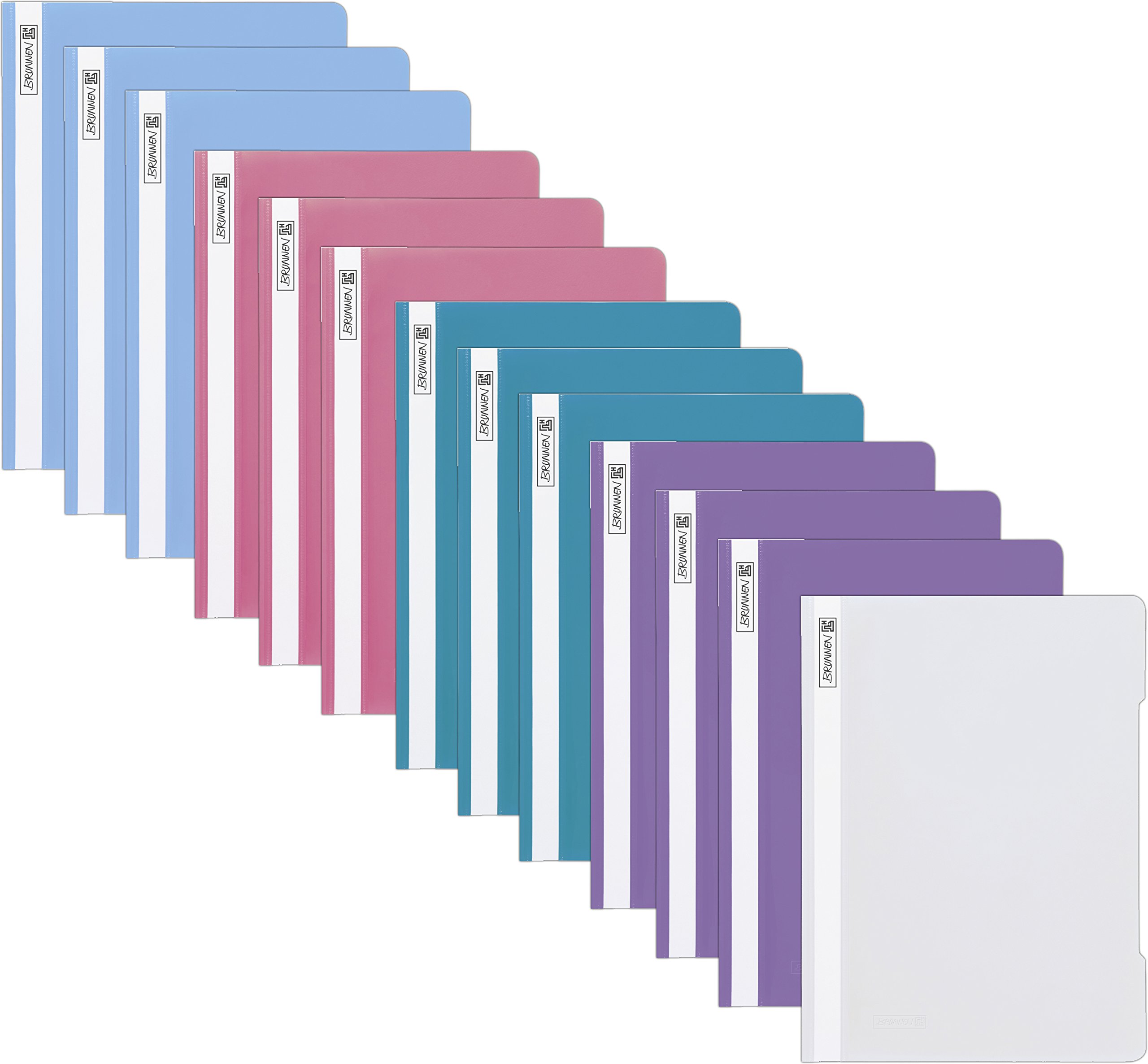Brunnen A4 Loose-Leaf Folders Set of 14 in Assorted Colours Polypropylene with Crystal Clear Cover 13er Pastell Set