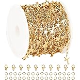 UMAOKANG 5 Meters Gold Plated Chains Bulk Stainless Steel Chain for Jewelry Making Star Craft Decoration Chain Roll
