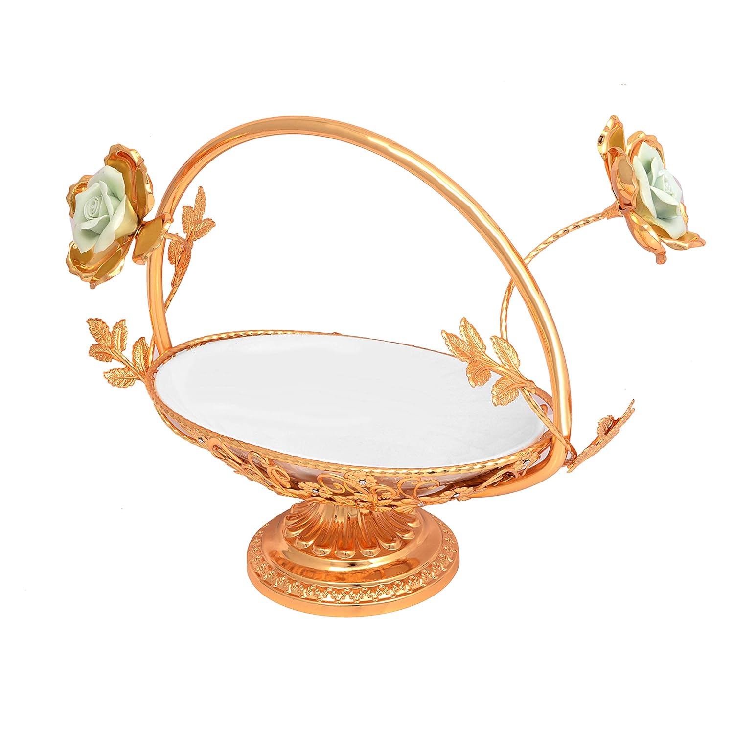 Buy Melange Charming Gold Plated Fruit Basket With Decorative