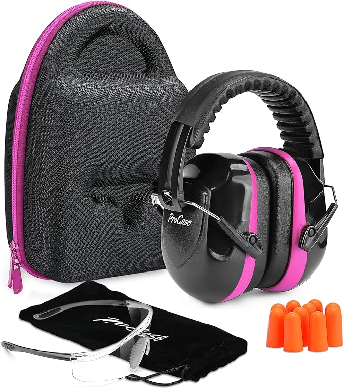 Amazon Co Jp Procase 防音具セット イヤーマフ 耳栓 保護メガネ 収納ケース 銃射 狩りや工場の耳と目の保護キット ピンク 産業 研究開発用品