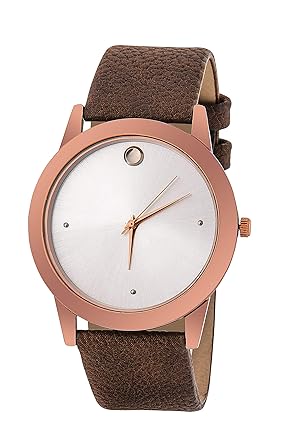 Ultra Slim Leather Analog Silver Dial Mens Watch - BRG00151