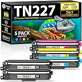 Smart Ink Compatible TN227 High Yield Toner Cartridge 5 Pack (2BK/C/M/Y) Replacement for Brother TN-227 TN-223 TN223bk TN227b