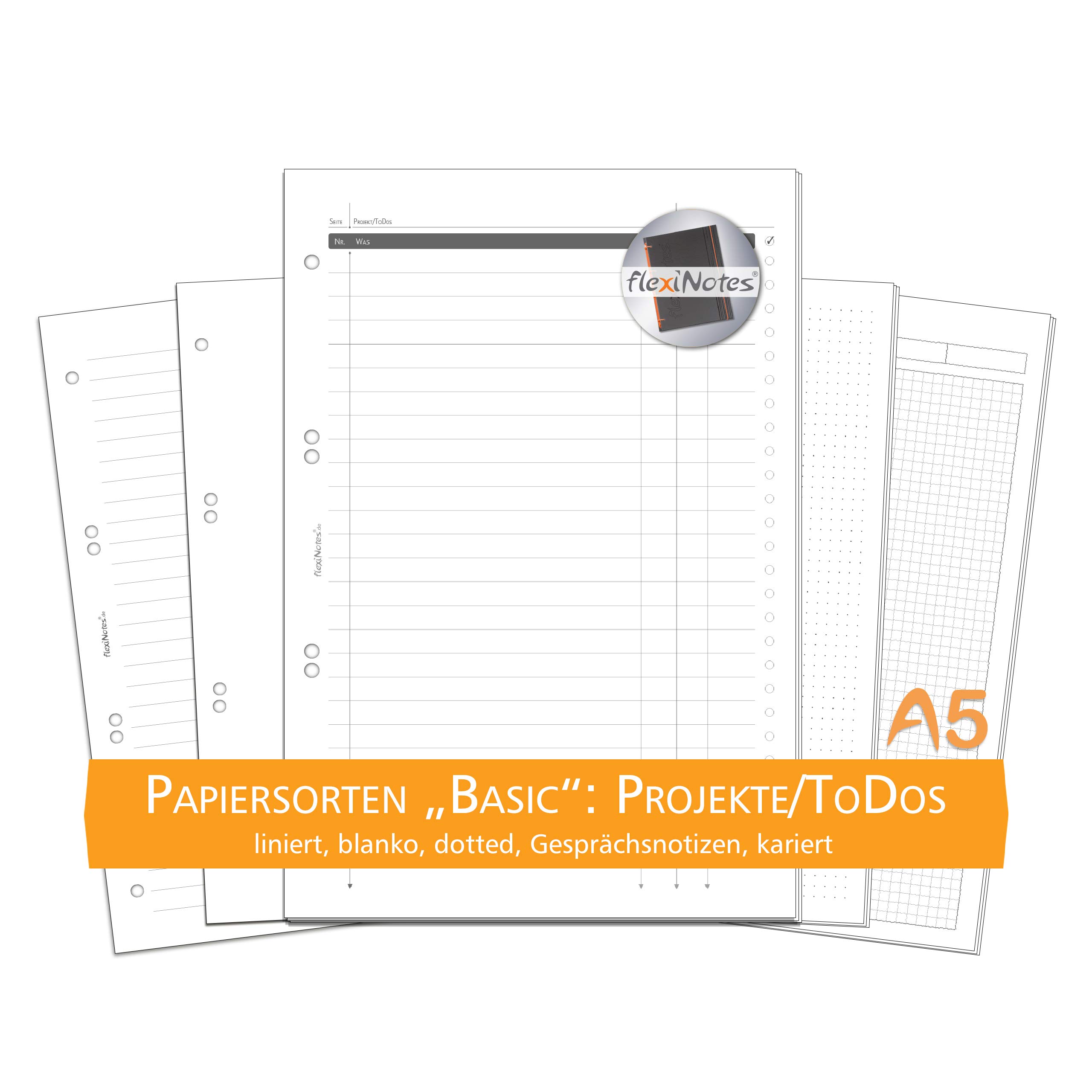 flexiNotes PAPER A5, 75 sheets of note paper Type: Basic, Projects/ToDos