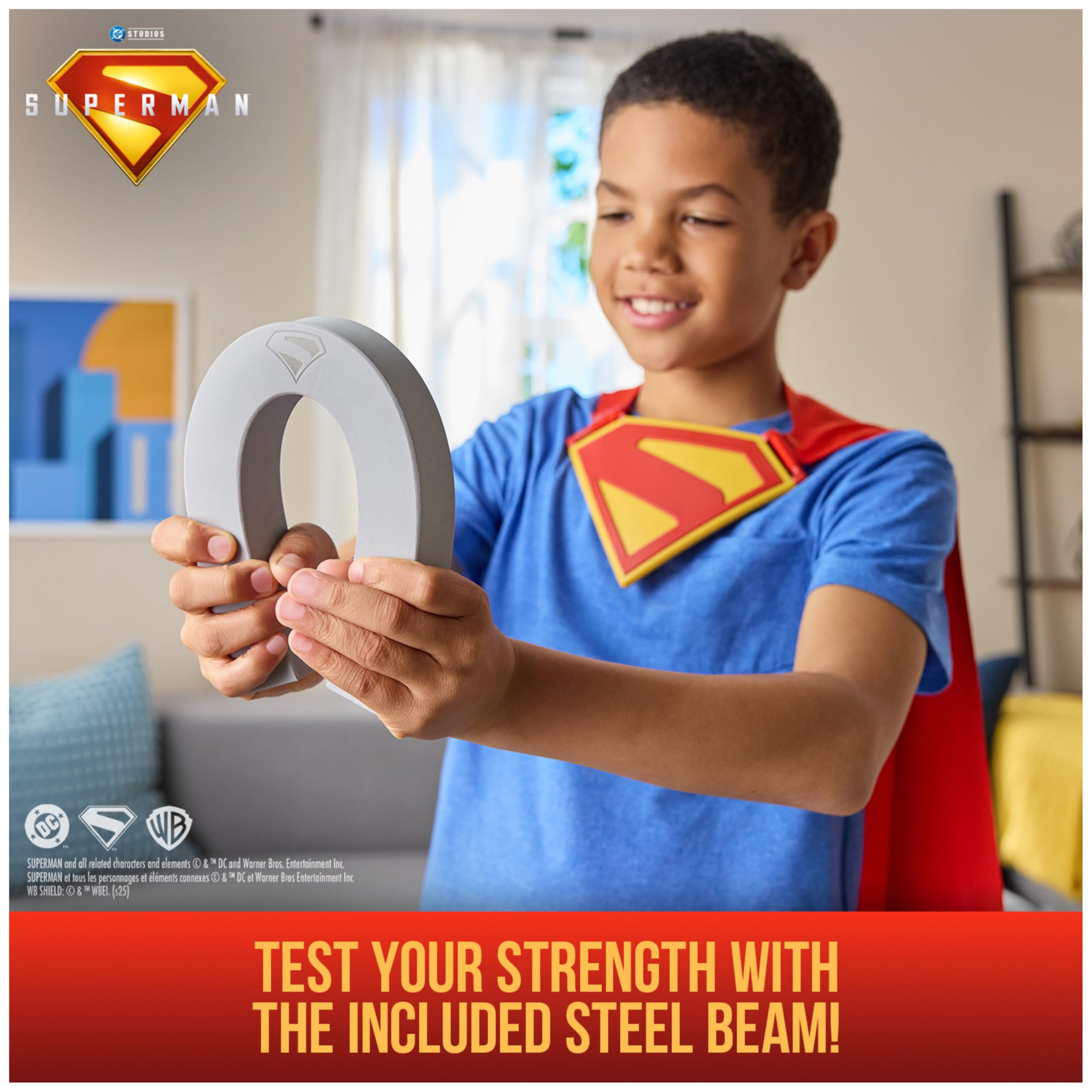 DC Comics SUPERMAN Power Cape Set, Super Heroes Halloween Costume for Kids with Iconic Chest Plate for Ages 4 and Up