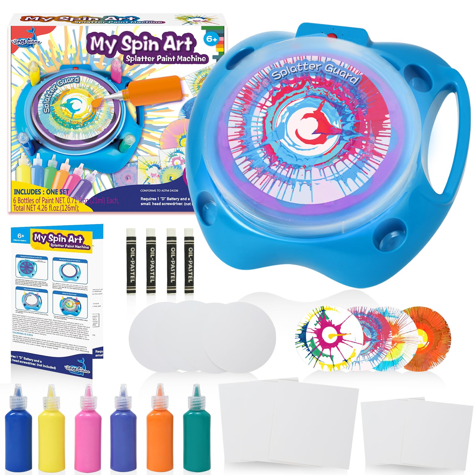 Photo 1 of **missing**
Wings Giant Spin Art Machine Variable Speed, Battery Operated Spinner - Paint Spinner with Splatter Guard, Washable Paint, Spin Art Kit, Stem Toys, Arts and Crafts