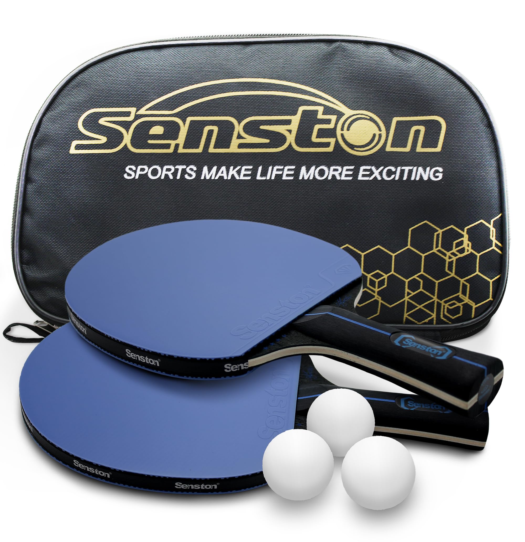 Senston Professional Table Tennis Rabbit, Table Tennis Balles, 2 Table Tennis Raquettes and 3 Balles