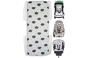 ECOTYL Reversible Pure Cotton Universal Baby Seat Liner for Stroller, Car Seat, Jogger, Bouncer | Thick Cushion | Supports Newborns, Infants, and Toddlers | Quick and Easy Install