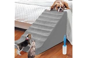 MALOROY Foam Dog Stairs & Steps for High Tall Beds Small Dogs and Cats, 25inch High Extra Wide Pet Stairs/Steps for High Beds, Non-Slip Dog Ramps for Older Dogs/Cats Injured