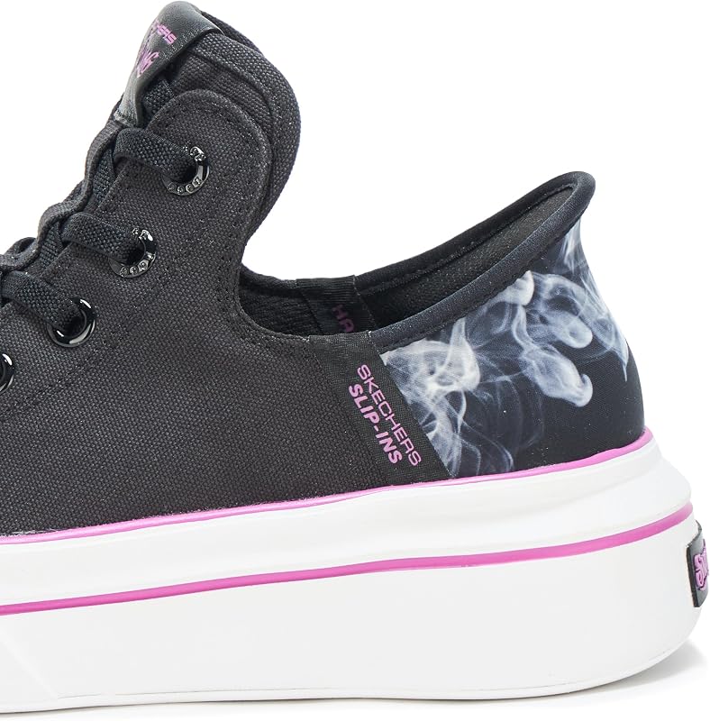 Snoop One OG - Ténis em pele feminina, lona preta e acabamento roxo, 38 EU