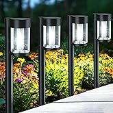 Mancra Solar Pathway Lights Outdoor, 10 Pack Metal & Glass Solar Lights Outdoor Waterproof Landscape Path Lights, Cool White